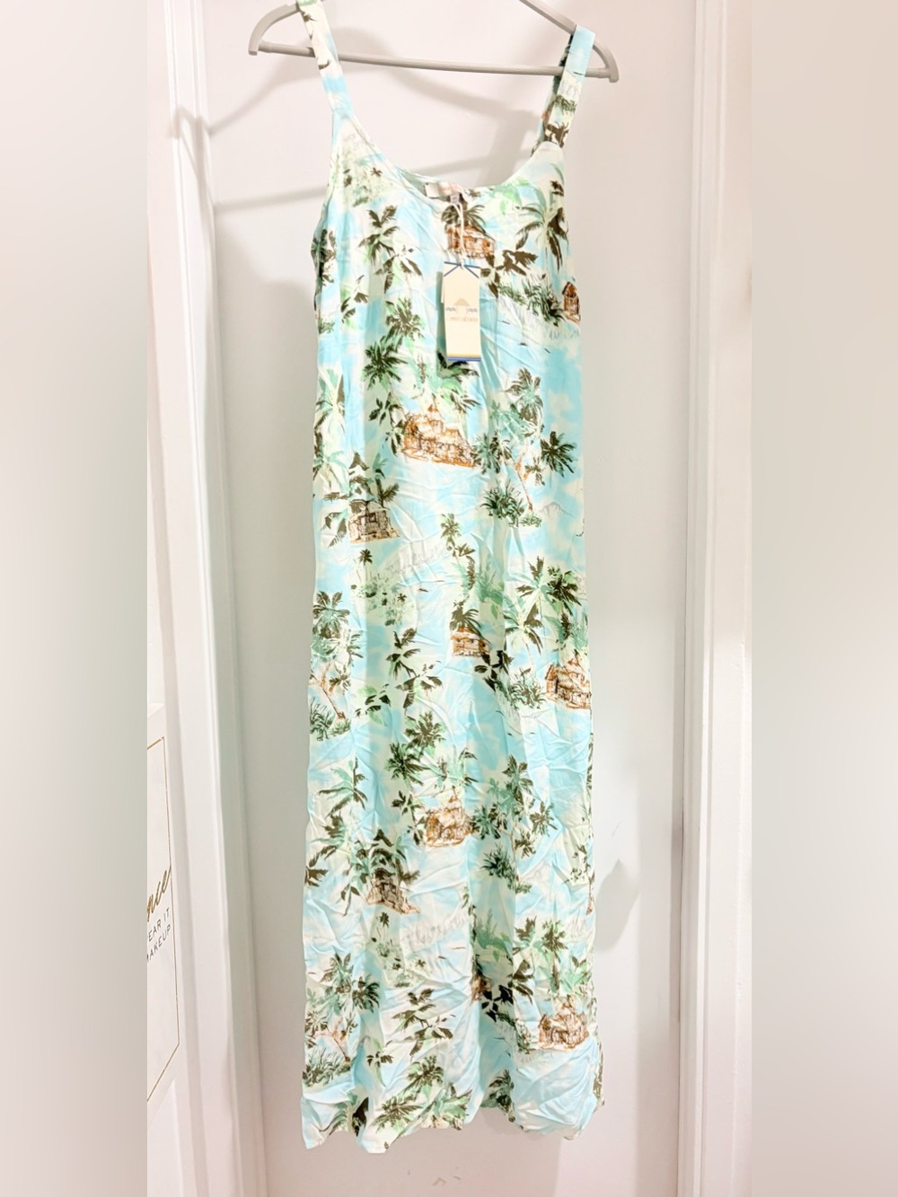 Casa Cabana Tropical Print Sleeveless Maxi Dress in Light Blue